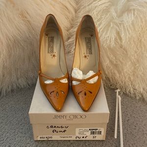 Jimmy choo orange leather pumps